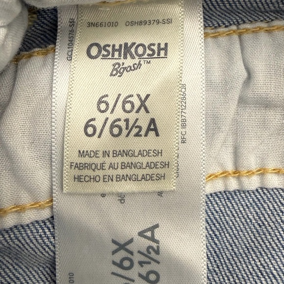 OshKosh B’gosh Kids Denim Overalls Cotton Elastane Size 6 / 6X - Picture 3 of 9
